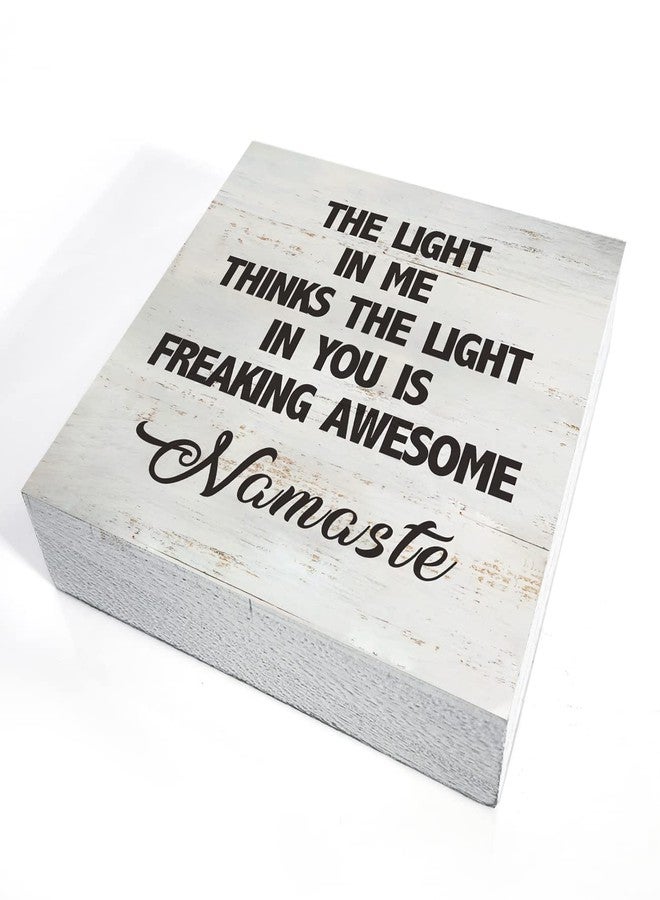 MAVOTEN Namaste Quote the Light in Me Thinks the Light in You Wood Box Sign Rusitc Wooden Box Sign Yoga Meditation Room Desk Shelf Decor (5 X 5 Inch) - Image 3